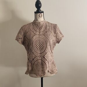 Elegant Lace Women Top - Beige